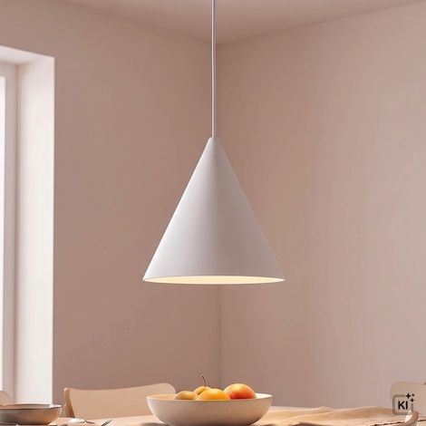 Pendelleuchte Weiß rund Ø 11 cm H: max. 130 cm schmal Kegelschirm GU10 Modern Hängelampe (1/5)