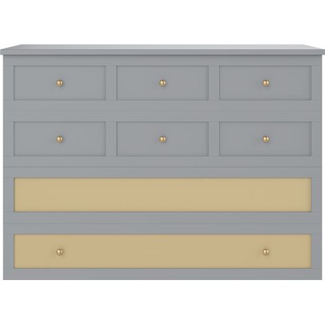 Lit armoire convertible 140 x 200 cm en MDF gris avec tiroir, étagère, USB et prise (1/5)