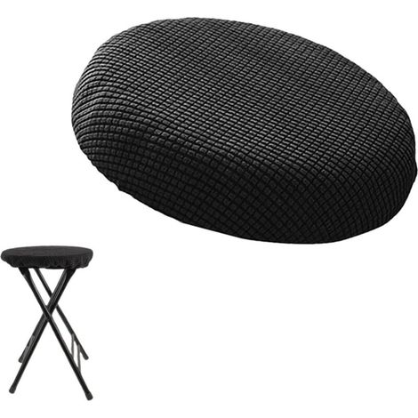Washable Elastic Stool Cover, Round Stretchable Chair Cushion Cover for Office, Dining Room, Bar, Wedding (Black) (1/5)