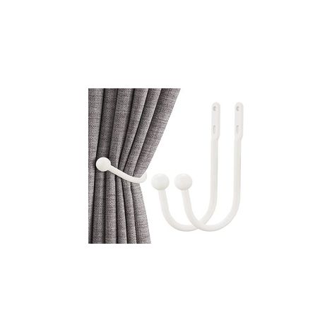TAISHENGDA Lot de 2 Crochets d’Embrasse de Rideaux – Alliage d’Aluminium Blanc, 16 cm (1/4)
