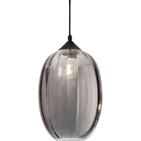 Kit De Suspension En Verre Soufflé Fumé, E27 - Design Moderne Et Élégant Pour L'Éclairage Intérieur, Diamètre 250 Mm, Hauteur 360 Mm, Ip20 (1/3)