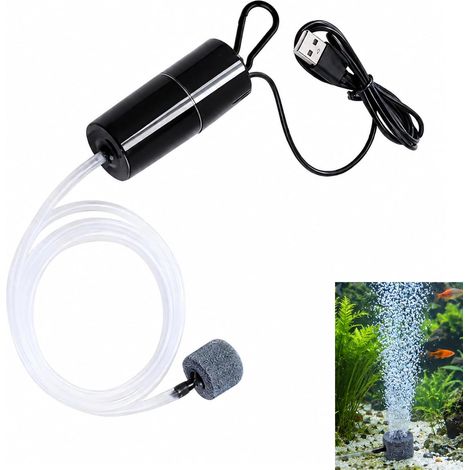 USB Aquarium Air Pump, Ultra Quiet Portable USB Aquarium Air Pump, Compact Oxygen Pump 210L/H with Stone and Silicone Hose, Low Consumption, Ideal Transport Fish Fishing 1W (1/5)