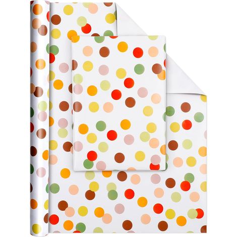 Papier Cadeau Set 43×300cm, Wrapping Paper, Rouleau de Papier Cadeau pour La Rentrée Scolaire Anniversaire Mariage Noël - Pois colorés (1/5)