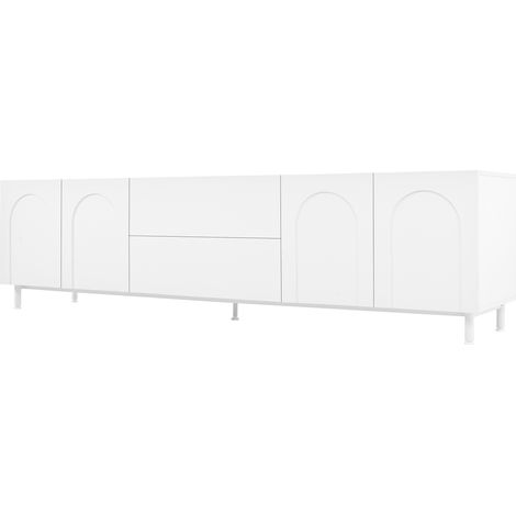Mueble TV blanco de 4 puertas y 2 cajones, 180 x 40 x 48 cm, MDF y aglomerado (1/5)
