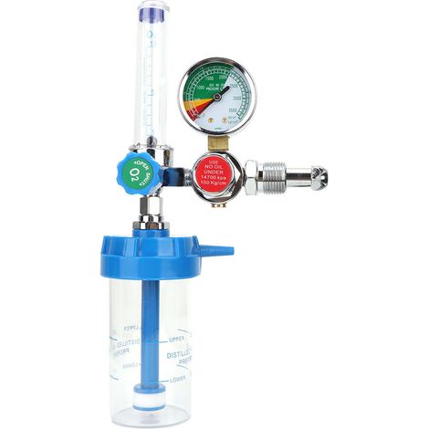 Inhalateur d'oxygène médical YQ-04 avec débitmètre, filetage mâle G5/8-14 (CGA540), régulateur de pression, équipement respiratoire portable pour usage clinique et domestique. (1/5)
