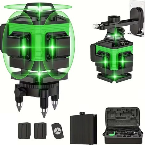 Laser 4D 16 lignes – Faisceau vert – Nivellement automatique – Batterie rechargeable – Sans trépied – Chantier
