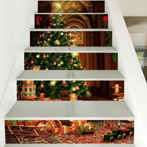 Stickers D'escalier D'escalier De 6 Pcs, Stickers D'escalier d'arbre De Noël 3D for La Décoration De La Maison Décoration Noël,A (1/4)