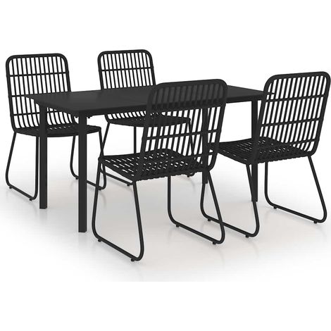 Maison Exclusive - 5-tlg. Garten-Essgruppe Poly Rattan und Glas (1/5)