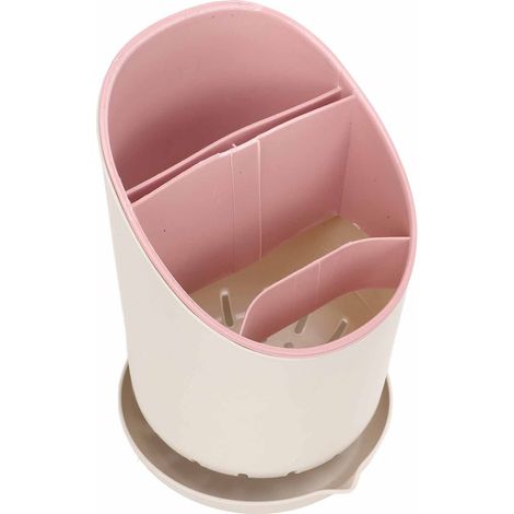 Besteckhalter, Essstäbchenkorb, Abtropfschale, Löffel, Küchenorganizer, rosa (1/5)