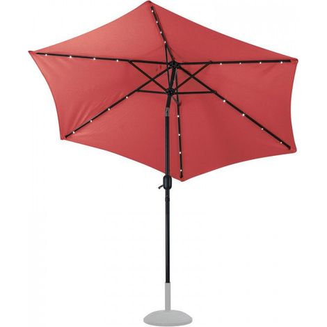 Parasol alu avec éclairage LED solaire - 2,7 m - Rouge
