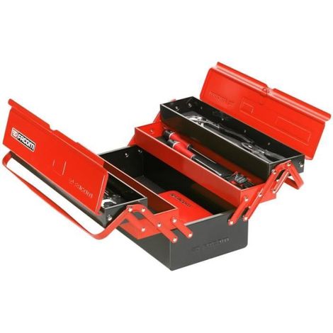 Facom – Caisse à outils métallique 5 compartiments – Fond mousse pour protection – Accès instantané aux outils – Pour chantiers humides (1/2)