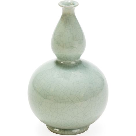 Jarron 19X19X31 Ceramica Verde Craquelado