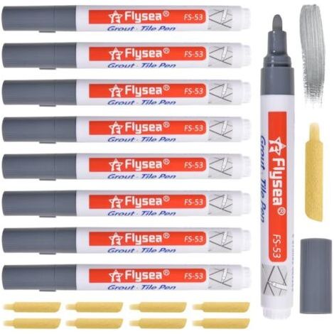 Pair Stylo Joint Carrelage Gris Clair 8 Pièces Grout Pen Salle De Bain émail Réparation Crayon à Joints Rechange Blanc Pour La Carreaux Et Cuisin (1/4)