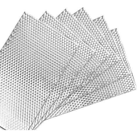 Lot de 6 tapis d'isolation auto-adhésifs en aluminium butyle, 2 mm, 45 x 25 cm, tapis d'isolation acoustique et d'insonorisation, pour voiture, compartiment moteur et portes, isolation acoustique et (1/5)