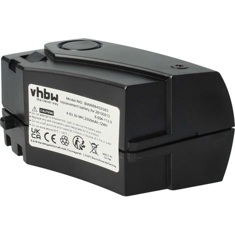 vhbw 1x batteria compatibile con Kärcher K65 Plus aspirapolvere nero (2500mAh, 4,8V, NiMH)