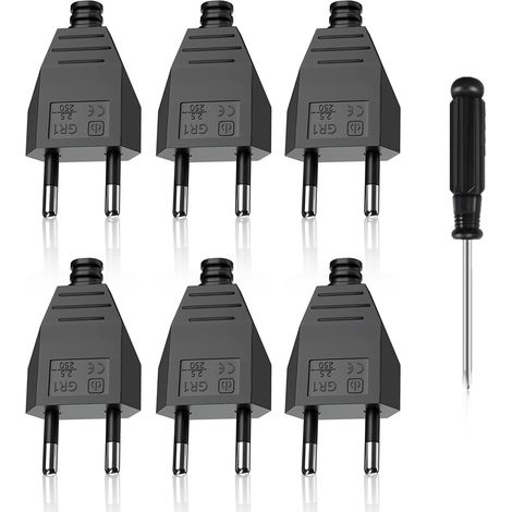 Prise Electrique Plates Fiches Européennes Euro Plate Fiche D'a limentation Plate 250 V 2.5 A Avec Tournevis Applications Prises pour Appareils Electroménagers 6 Pièce (Noir) (1/5)