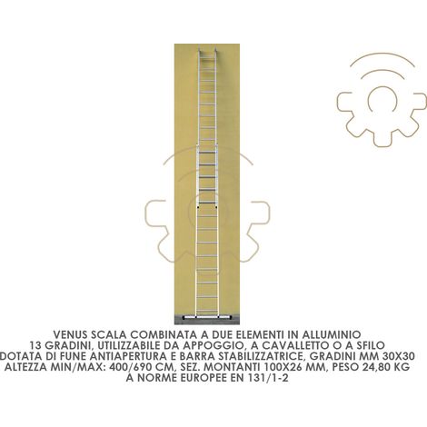 A chelle combinA e Venus A 2 A lA ments 13 marches h min / max 400/690 cm support de rallonge pour A chelle (1/2)