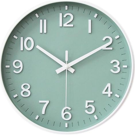 Silent Wall Clock 12 in Non Ticking for Living Room Bedroom Kitchen Office Green White (1/5)