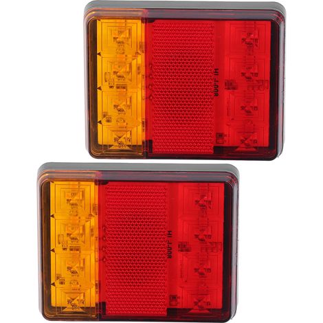 Lot de 2 feux arrière 12V 8 LED avec clignotants et feu stop pour remorque, caravane, pick-up, camping-car et quad. (1/5)