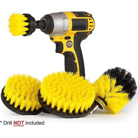 Brosse pour perceuse, lot de 4 brosses pour perceuse, kit de nettoyage pour outils de perçage, brosse pour surfaces de salle de bain, sol, baignoire (brosses de 2", 3,5", 4" et 5") (1/5)