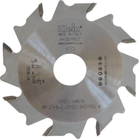 Lama HW per incastri e giunzioni D=100, d=22, B/c=3.96/2.8, Z (Nr. denti)=8 AH100.10622 KLEIN (1/5)