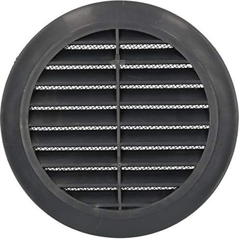 Kotarbau – Grille de ventilation ronde 100 mm anthracite à lamelles – Protection contre oiseaux et insectes – Installation facile sans vis