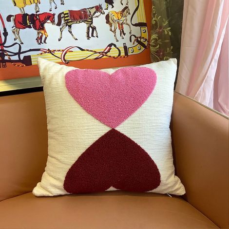 Housse De Coussin - Coeur Brodé - 45x45 Cm - Décoration Festive Pour Salon Et Chambre - 1 Pièce (1/5)