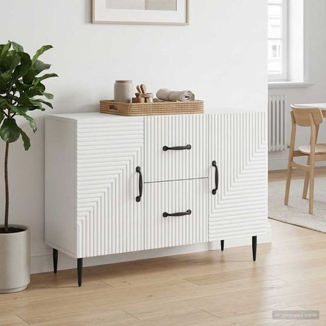 Buffet blanc vintage 2 portes 2 tiroirs en bois d’ingénierie 89 x 34,5 x 60 cm - PANGIVO (1/5)