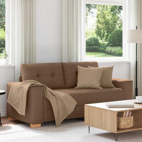 Modernes Sofa 140 cm Stoff Braun mit Multiplex-Armlehnen (1/5)