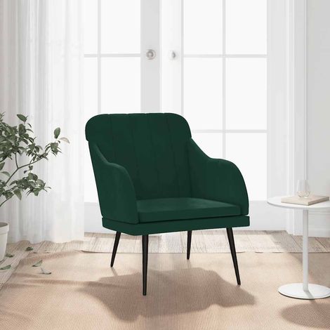Fauteuil Chaise de Salon - Fauteuil design Vert foncé 63x76x80 cm Velours Chic-689228 (1/5)