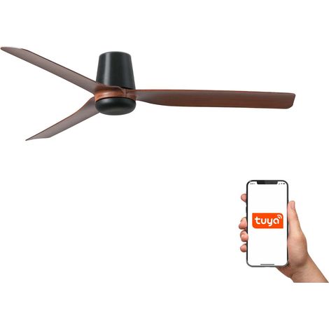 Faro Punt Tub Système intelligent Tuya à 3 lames, noir mat et noyer (1/3)