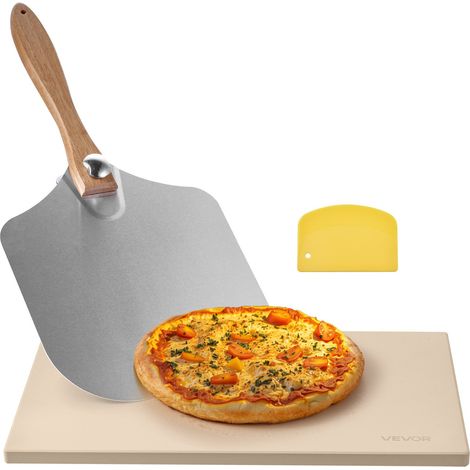 Pierre à pizza rectangulaire en cordiérite 50,8 x 35,5 cm, pierre de cuisson extra large avec pelle en aluminium, résistante à la chaleur, épaisseur 1,5 cm, pour four, cuisson du pain, barbecue (1/5)