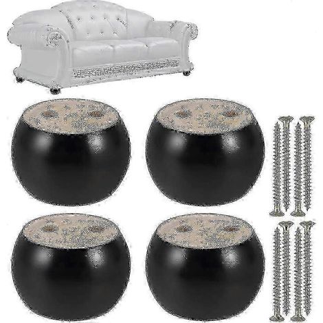 Pieds de meubles ronds en bois, 50 mm de hauteur, eucalyptus noir, lot de 4, compatibles avec canapés, lits, fauteuils, armoires, etc. (1/5)