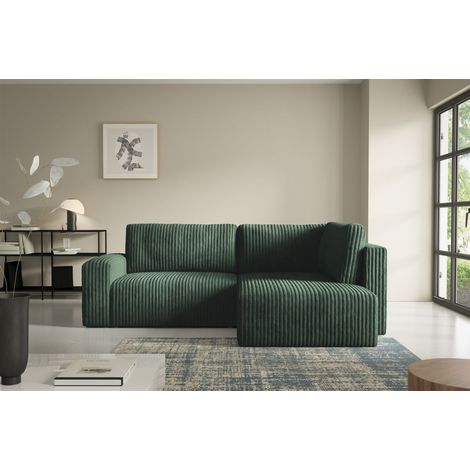 Ecksofa mit Schlaffunktion NATALIA XL in Stoff Tilia Grün Ottomane Rechts