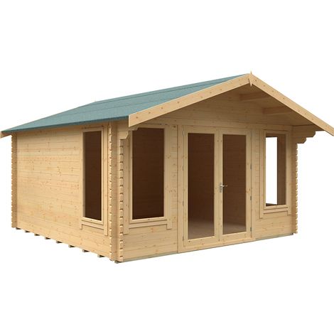 14x14 The Sutton 44mm Cabin - L415 x W415 x H282.2 cm - Solid Wood/Softwood/Pine - Natural