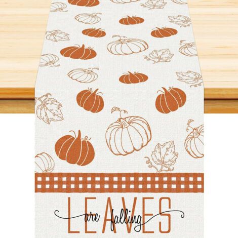 Fuleadture Chemin de table citrouille Thanksgiving, décoration d'intérieur Happy Thanksgiving, chemin de table de cuisine 40 x 140 cm