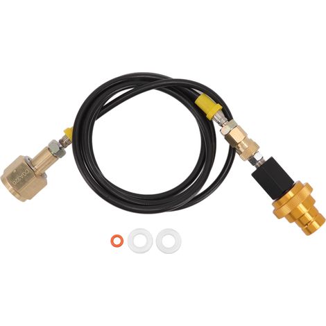 Kit d'adaptateur pour machine à soda avec tuyau noir 1,5m - raccord rapide or pour cylindres à gaz DUO, Terra, Art (1/5)