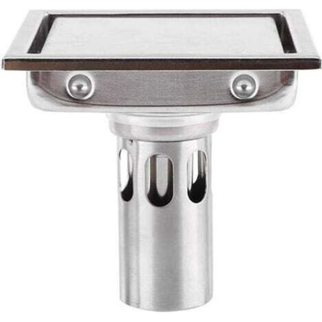 110mm square floor drain in 304 stainless steel with hair filter for tiled floors, anti-clogging, anti-odor, for kitchens, bathrooms, large diameter, toilets, and balconies