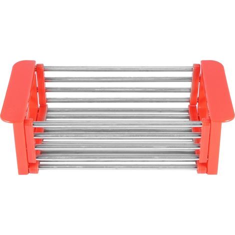 Égouttoir à vaisselle rétractable en acier inoxydable. organisateur de vaisselle. outil de cuisine (rouge) (1/4)