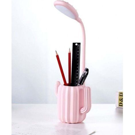 Lampe de bureau LED lampe de nuit pour enfants, lampe de protection des yeux d'apprentissage, lumière verte réglable avec porte - stylo, chambre familiale, étude, bureau (rose)