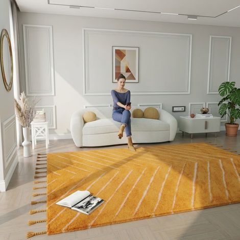 Tapis en laine Tuscan Sun - Tapis en laine - 230x160cm, Rectangular - 100% Laine vierge - Tufté main - Or (1/5)