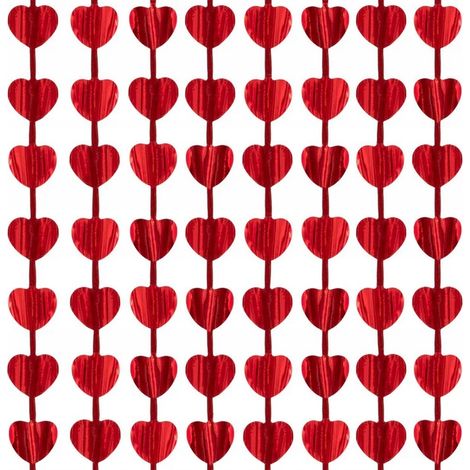 Dekorativer Herzvorhang, rot, Valentinstag, Geburtstag, 100 x 200 cm