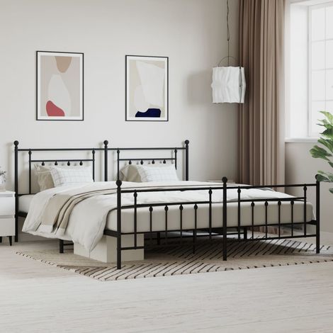 vidaXL Giroletto con Testiera e Pediera Metallo Nero 193x203 cm (1/5)