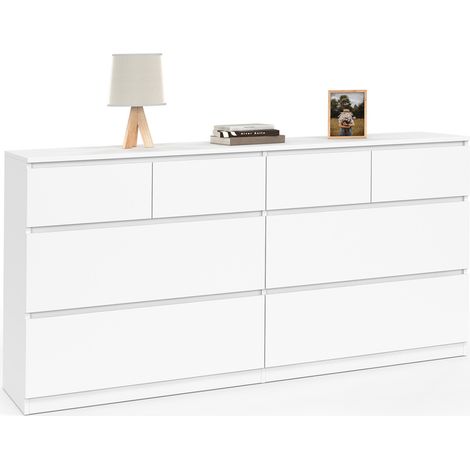 Kommode mit 8 Schubladen TOMI 160 cm Holz weiß