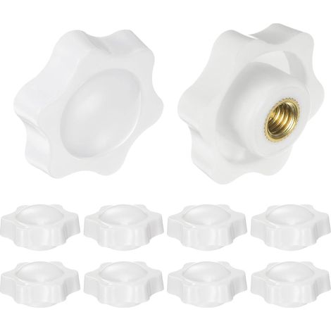 10 Stück Sterngriffmutter M8 x 38mm Flügelmuttern mit Gewinde, Rändelmutter Handgriff Klemmmutter 38mm Spannknopf für Industrie Werkzeugmaschinen Geräte Fitnessgeräte, Weiß (1/5)