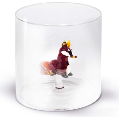WD LifeStyle Bicchiere Vetro Borosilicato Cc 250 ml Decoro Volpe (1/3)