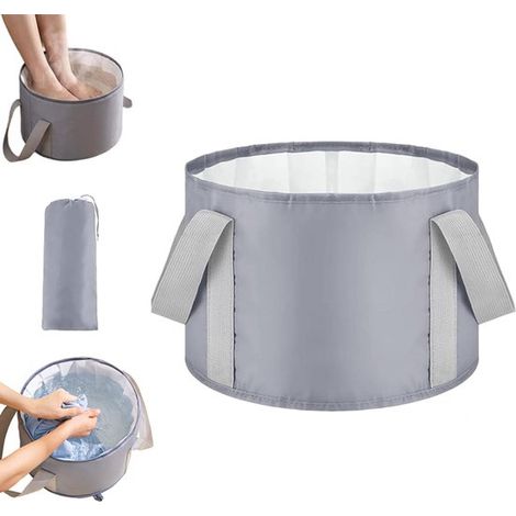 Tabouret pliable - Bain de pieds de voyage - Bain de pieds portable et isolant thermique avec poignées et sac de rangement - Baignoire compacte pour la maison et les voyages - Gris - 30 × 20 cm (1/5)