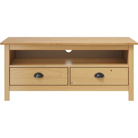 Meuble TV, Étagère TV, Meuble de Salon, Hill Range Marron miel 110x40x47cm Bois de pin solide OIB1364E (1/4)