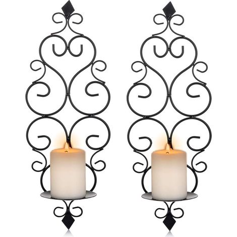 Ensemble de deux chandeliers muraux en métal, porte-bougie chauffe-plat