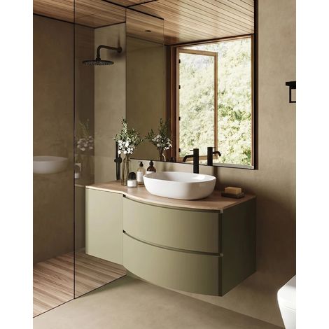Exagonshop Mobile bagno 120x57 salvia opaco quercia Berna con